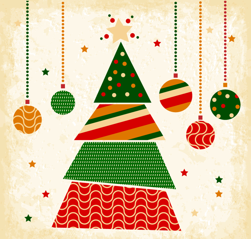 Creative Christmas tree triangle vector material