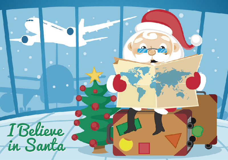 Santa Claus and other aircraft vector material
