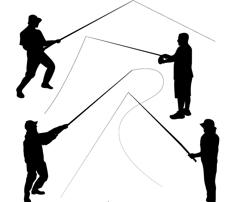 4 Fishing silhouette figures vector material
