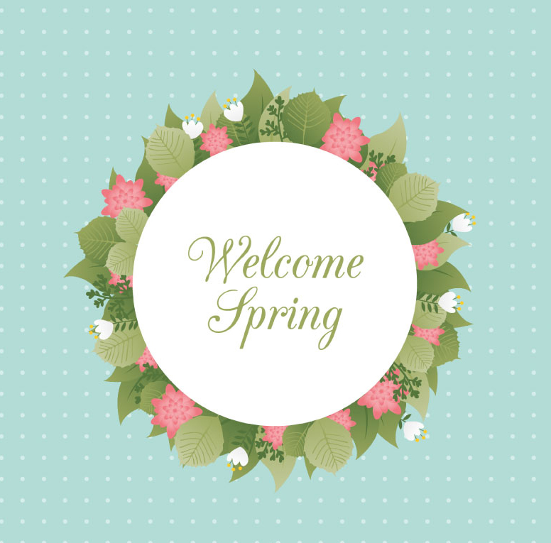 Welcome Spring flowers ring vector material