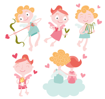 5 cartoon love Cupid vector material
