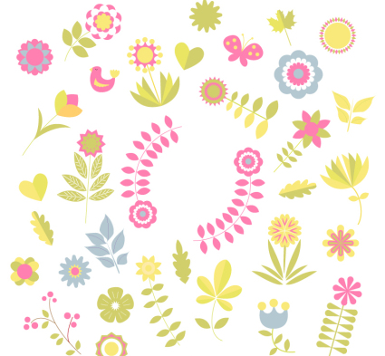 Colorful color flowers vector material