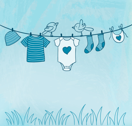 Blue clothesline illustrator vector material
