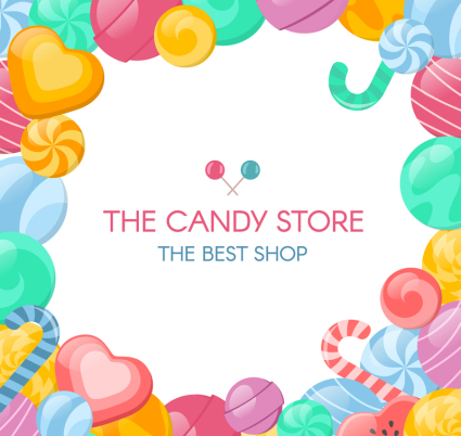 Creative candy store posters vector material
