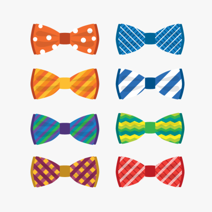 8 color bow tie Vector material

