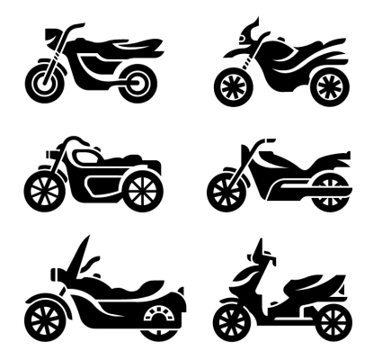 6 fashion motorcycle silhouette vector material
