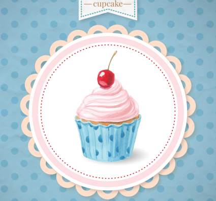 Fresh cupcake watercolor poster vector