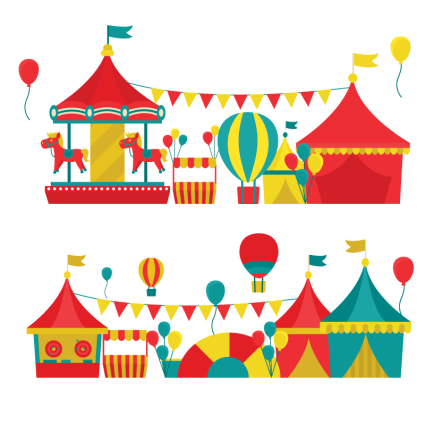 Group 2 cartoon amusement park design vector material