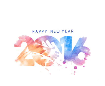 2016 New Year WordArt vector watercolor