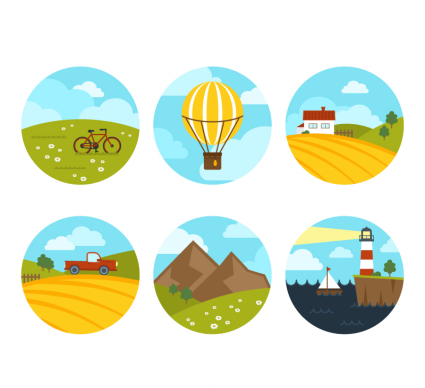 6 circular icon vector material Landscape
