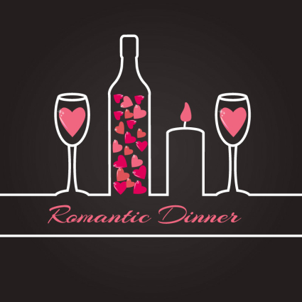 Romantic dinner illustrator vector material