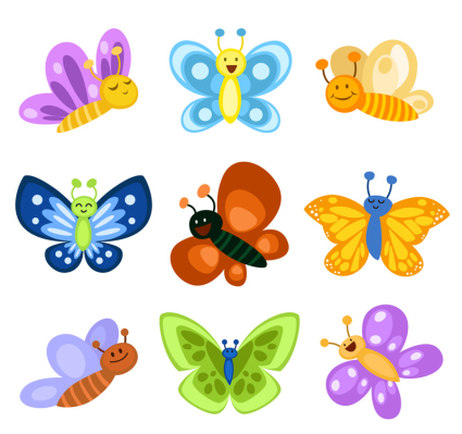 9 Cartoon Butterfly Vector material