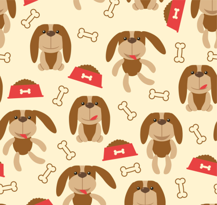 Seamless background vector cartoon dog