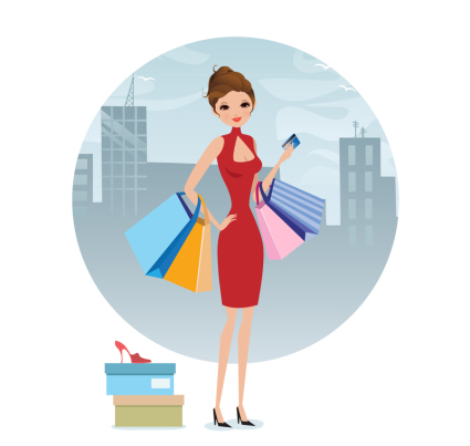 Summer fashion shopping girl vector material