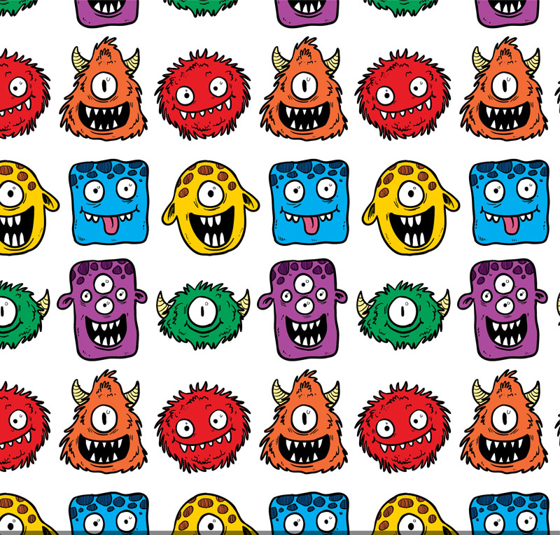 Cute cartoon monster seamless background vector