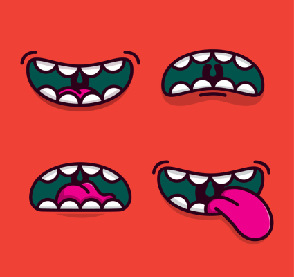 Four mouth cartoon design vector material