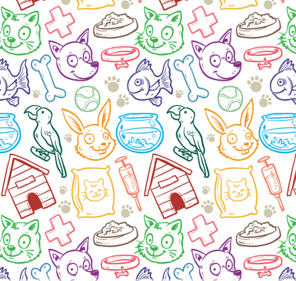 Painted Pet seamless background vector elements
