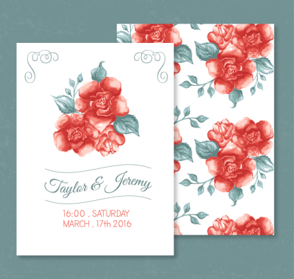 Red Rose invitation card vector material
