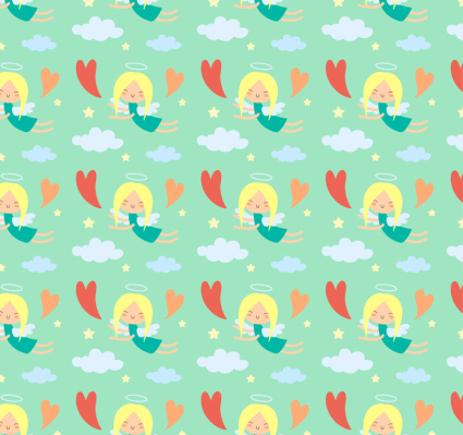 Blonde angel seamless background vector material