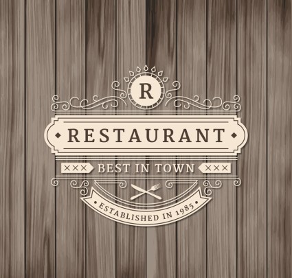 Retro restaurant logo design vector material