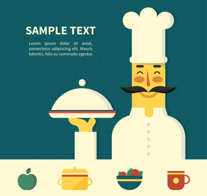 High side dish of chef vector material