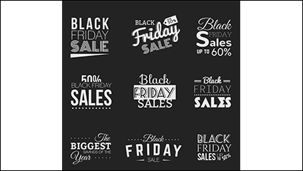 9 Black Friday promotional WordArt vector material