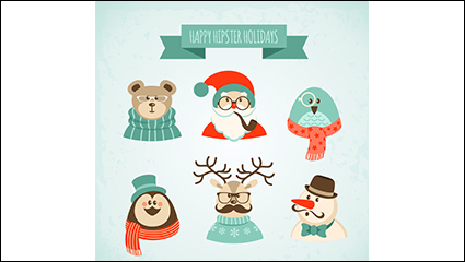6 Christmas cartoon characters vector material