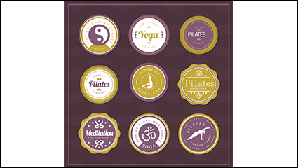 9 circular yoga element tag vector material