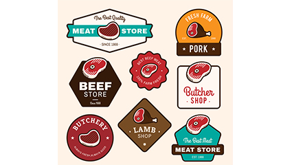 8 color meat label vector material