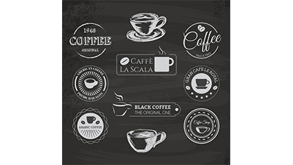 10 paragraph chalk painted coffee label vector material