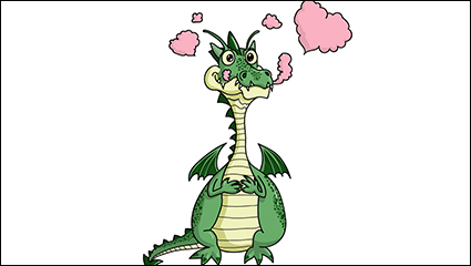 Cartoon green European dragon vector material