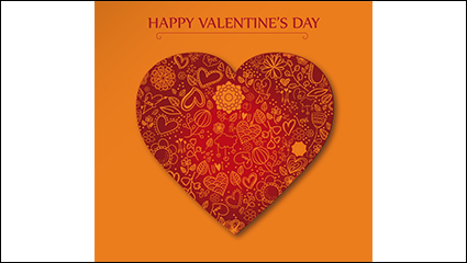 Love greeting cards orange pattern vector material