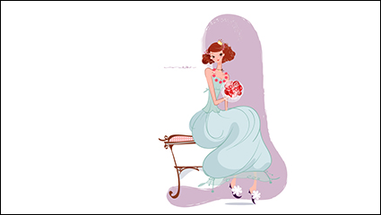 Bridal bouquet of blue vector material