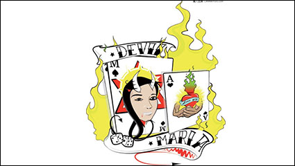 Evil devil flame poker vector material