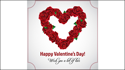 Love the combination of red roses greeting card vector material