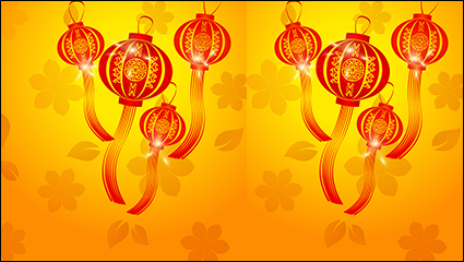 Red Lantern festival exquisite design vector material