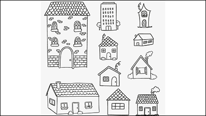 10 models of houses painted vector material