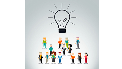 Business people and light bulb vector material