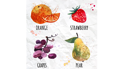 4 water stained fruit vector material