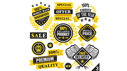 9 yellow promotional tag Vectors