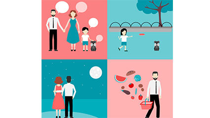 4 family illustration vector material