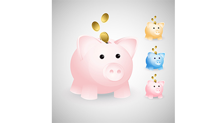 4 pig piggy bank color vector material