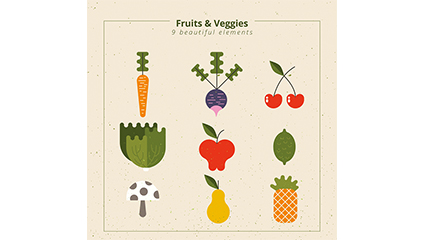 9 abstract design Vector fruits and vegetables