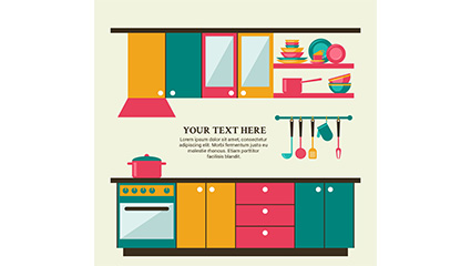 Color kitchen design vector material