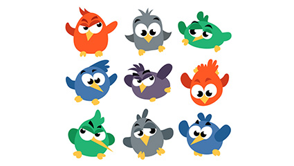 9 cartoon bird vector material bigeye