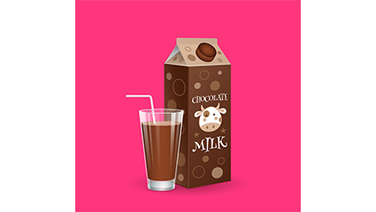 Delicious milk chocolate and glasses vector material