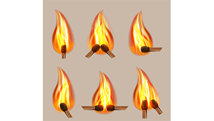 6 lit match-head vector material