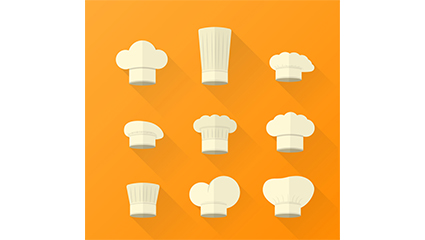 9 white cartoon chef hat vector