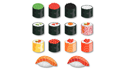 14 delicious sushi vector material