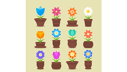 12 potted flowers vector material